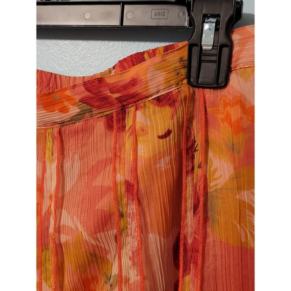 Coldwater Creek Knee Length Floral Flutter Skirt. Size Large. Coral, Pink, Orang - Picture 7 of 9